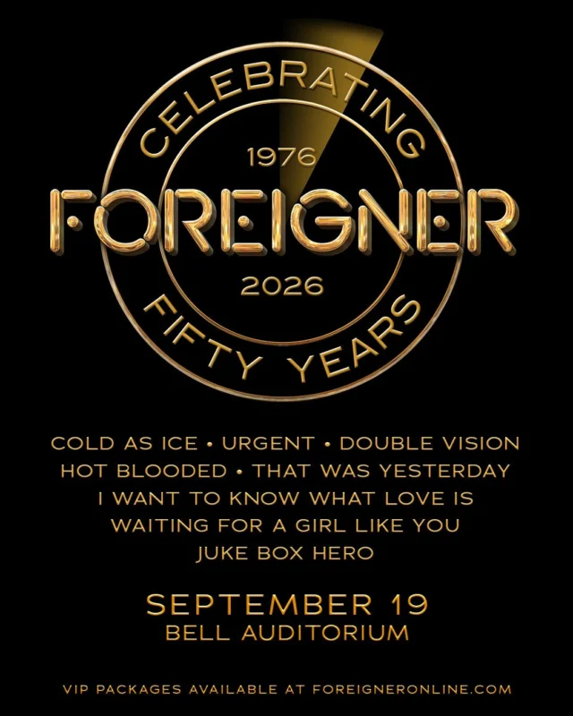 🎸🔥 JUST ANNOUNCED! Rock legends 𝐅𝐨𝐫𝐞𝐢𝐠𝐧𝐞𝐫 are bringing their iconic hits to Augusta on September 19! Tickets go on sale Friday 2/27 at 11AM! 

Get ready for an unforgettable night of classic rock with songs like “I Want to Know What Love Is,” “Cold As Ice,” “Juke Box Hero,” and more. This is one show you don’t want to miss! 

#Foreigner #JustAnnounced #BellAuditorium #ClassicRock #LiveMusic #ConcertNight #RockLegends #September19 #AugustaEvents #LiveInConcert #entertainaugusta #loveaugusta #visitaugusta #downtownaugusta #csra #augustaliveevents
